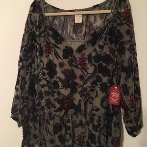 Faded Glory Olive Burnout Top NWT